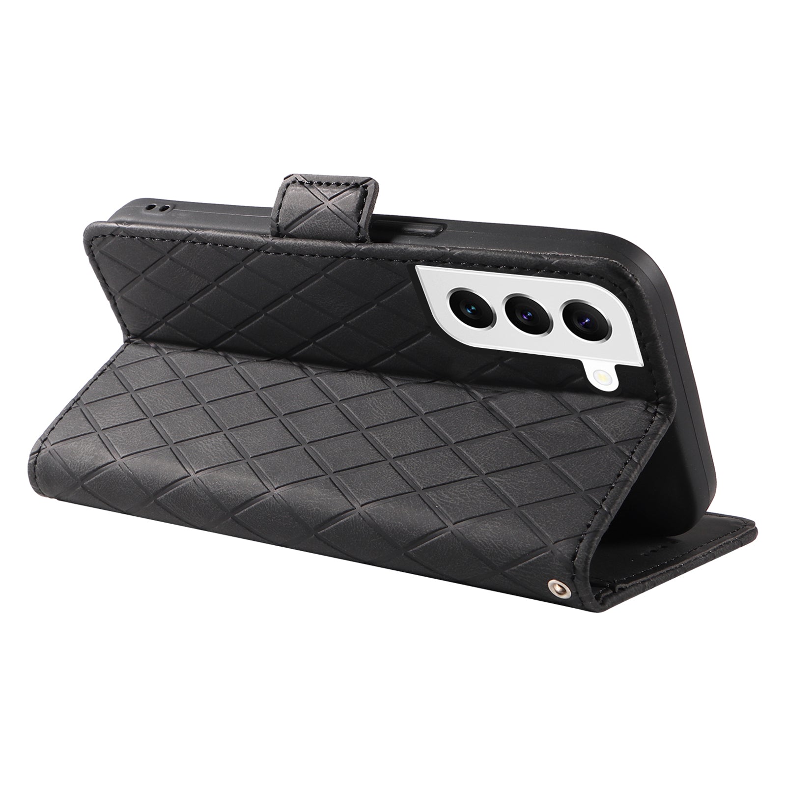 Cellphone Cover for Samsung Galaxy S22 5G Rhombus Imprinted Stand Color Splicing Phone Leather Wallet Case Cellphone Cover for Samsung Galaxy S22 5G Rhombus Imprinted Stand Color Splicing Phone Leather Wallet Case